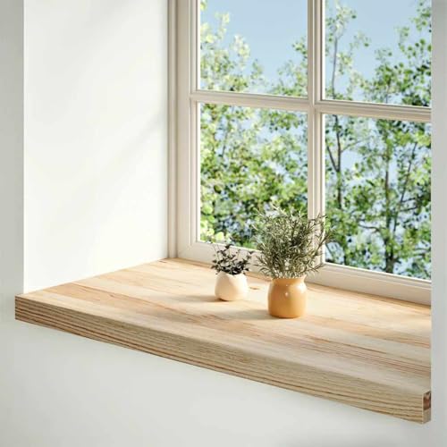 Gecheer Fensterbänke, Massivholz Eiche 80x40x2 cm, unbehandelt, für Fensterdekoration und Präsentation von Gecheer