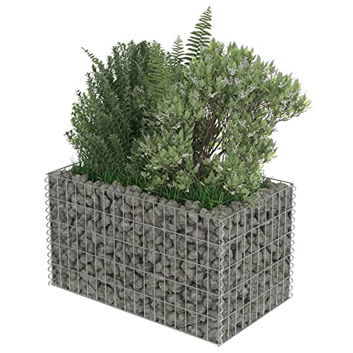 Gecheer Gabionen-Pflanzkorb Gabionen-Hochbeet Gabionenkörbe Steinkörbe Drahtkorb Gabion Raised Bed Galvanised Steel 90 x 50 x 50 cm (L x B x H),Plant Basket Stone Basket von Gecheer