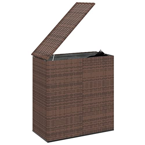 Gecheer Garten Aufbewahrungsbox Kissenbox Auflagenbox Kissentruhe Gartenbox mit Hubautomatik & Innenplane PE Rattan 100x49x103,5 cm Braun von Gecheer