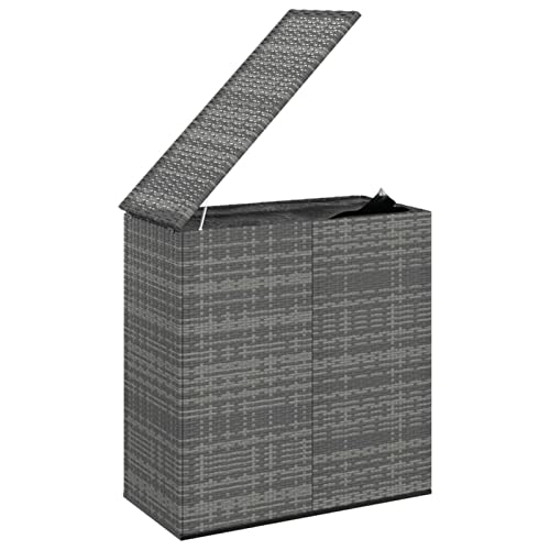 Gecheer Garten Aufbewahrungsbox Kissenbox Auflagenbox Kissentruhe Gartenbox mit Hubautomatik & Innenplane PE Rattan 100x49x103,5 cm Grau von Gecheer