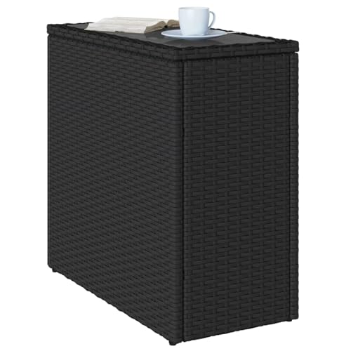 Gecheer Garten Beistelltisch, Gartentisch, Garten Esstisch, Terrassentisch, Gartenmöbel, Außentisch, Tisch Glasplatte Schwarz 58x27,5x55cm Rattan Gecheer Garten Beistelltisch, Gartentisch, Garten Esstisch, Terrassentisch, Gartenmöbel, Außentisch, Tisch Glasplatte Schwarz 58x27,5x55cm Rattan von Gecheer