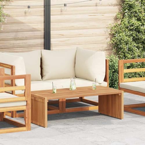 Gecheer Garten Beistelltisch Braun 110 x 55 x 35,5 cm Teak-Massivholz, Gartenmöbel Set Couchtish Kaffeetisch für Garten Terrasse Lounge Poolbereich von Gecheer