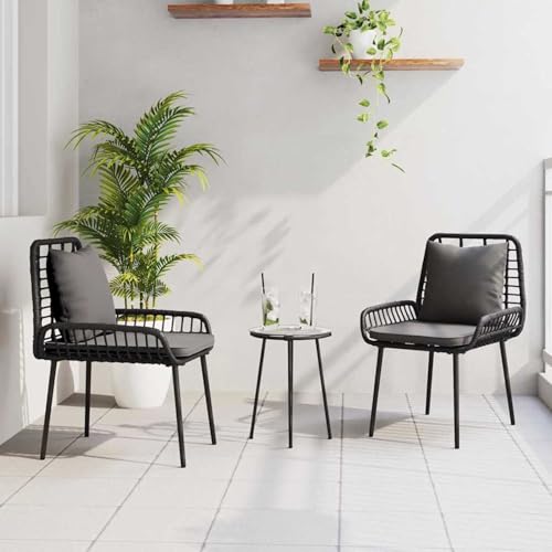 Gecheer Garten Essgruppe 3 pcs Schwarz, Anthrazit 35 x 35 x 45 cm Gartenmöbel Tisch und Stühle Set für Garten Terrasse Café Outdoor Essbereich von Gecheer