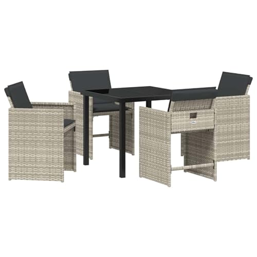 Gecheer Garten Essgruppe 5 pcs Hellgrau Poly-Rattan, Gartenmöbel Set Tisch Stühlen for Balkonmöbel Outdoor-Essbereich und Café3380705 Gecheer Garten Essgruppe 5 pcs Hellgrau Poly-Rattan, Gartenmöbel Set Tisch Stühlen for Balkonmöbel Outdoor-Essbereich und Café3380705 von Gecheer