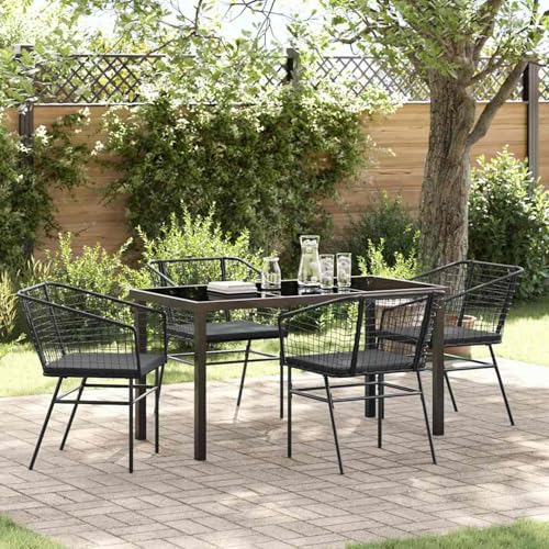 Gecheer Garten Essgruppe 5 pcs Schwarz Poly-Rattan, Gartenmöbel Tisch und Stühle Set für Garten Terrasse Café Outdoor Essbereich3380906 Gecheer Garten Essgruppe 5 pcs Schwarz Poly-Rattan, Gartenmöbel Tisch und Stühle Set für Garten Terrasse Café Outdoor Essbereich3380906 von Gecheer