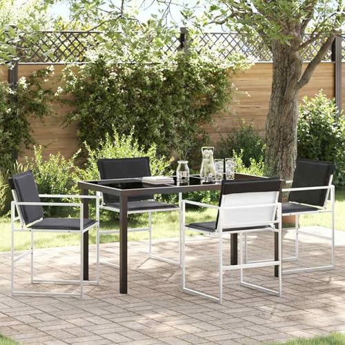 Gecheer Garten Essgruppe 5 pcs Weiß 140 x 70 x 73 cm Essgruppe Sitzgruppe Outdoor Gartenmöbel Set für Terrasse Balkon Restaurant von Gecheer