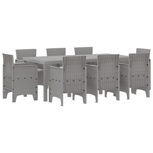 Gecheer Garten-Essgruppe 9 pcs Hellgrau Plastik, Gartenmöbel Tisch und Stühle Set für Garten Terrasse Café Outdoor Essbereich Gecheer Garten-Essgruppe 9 pcs Hellgrau Plastik, Gartenmöbel Tisch und Stühle Set für Garten Terrasse Café Outdoor Essbereich von Gecheer