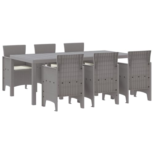 Gecheer Garten Essset 7 pcs Hellgrau 200 x 100 x 73 cm Plastik, Gartenmöbel Tisch und Stühle Set für Garten Terrasse Café Outdoor Essbereich von Gecheer