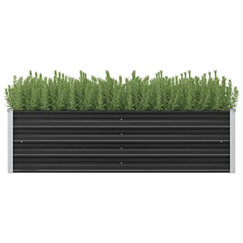 Gecheer Garten-Hochbeet Blumentopf Pflanzkübel Blumenkasten Pflanzkasten Pflanzgefäß PflanzbeetGartenbeet Frühbeet Garten Anthrazit 160 x 40 x 45 cm Verzinkter Stahl von Gecheer