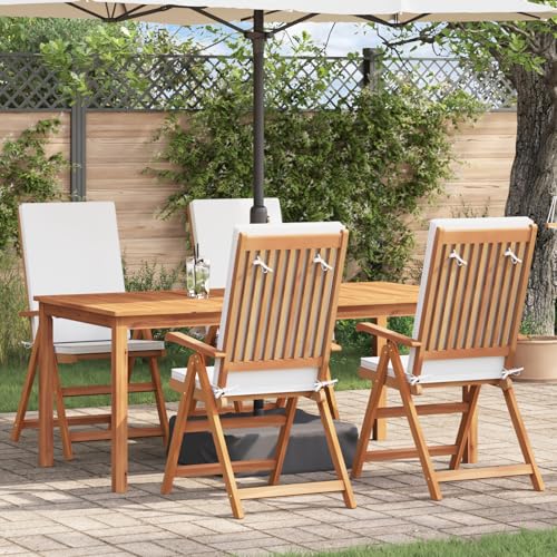 Gecheer Garten-Liegestühle mit Kissen 4 STK. Massivholz Teak Gartenstühle Gartenmöbel Set Gartensessel für Gärten Innenhöfe Balkone Restaurants von Gecheer