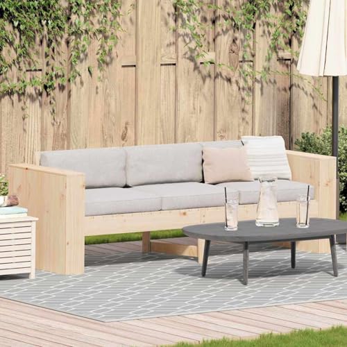 Gecheer Garten Sofa 3-Sitzer Natur Massivholz Kiefer Mittel Langlebig, Outdoor Lounge Sitzgruppe zum Entspannen für Terrasse und Garten873871 von Gecheer