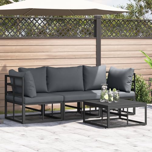 Gecheer Garten-Sofa-Set 4 pcs Schwarz 70 x 70 x 32 cm Aluminium, Outdoor Lounge Sitzgruppe zum Entspannen für Terrasse und Garten3378841 Gecheer Garten-Sofa-Set 4 pcs Schwarz 70 x 70 x 32 cm Aluminium, Outdoor Lounge Sitzgruppe zum Entspannen für Terrasse und Garten3378841 von Gecheer