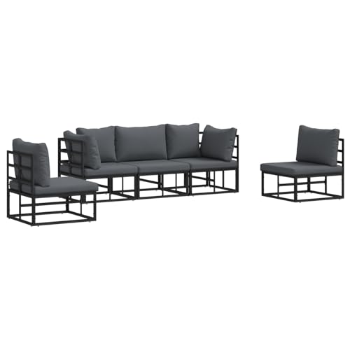 Gecheer Garten-Sofa-Set 5 pcs Schwarz 213 x 71.5 x 71 cm Aluminium Garten Sitzgruppe Gartenmöbel Set für Terrasse Balkon Café-Bereich Gecheer Garten-Sofa-Set 5 pcs Schwarz 213 x 71.5 x 71 cm Aluminium Garten Sitzgruppe Gartenmöbel Set für Terrasse Balkon Café-Bereich von Gecheer