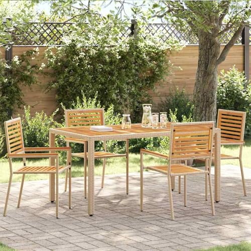 Gecheer Garten Stapelstühle 4 pcs Braun, Beige, Gartenmöbel Stapelstuhl Balkonstühle für Outdoor Garten Café Camping von Gecheer
