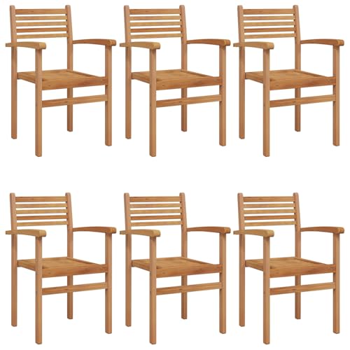 Gecheer Garten Stapelstühle 6 pcs Braun 55.5 x 55.5 x 90 cm Gartenmöbel Stapelstuhl Balkonstühle für Outdoor Garten Café Camping von Gecheer