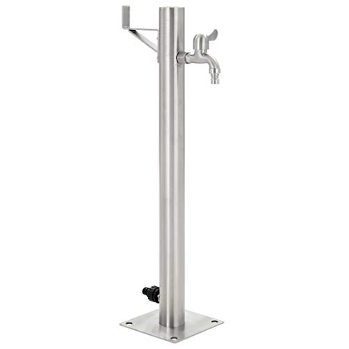 Gecheer Garten Wassersäule Edelstahl Bewässerung Zapfstelle Zapfsäule Gartenschlauch Spender 65 cm Wasserzapfstelle Wasserzapfsäule Brunnen Rund von Gecheer