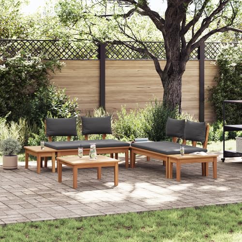 Gecheer Gartenbänke Set 3 pcs Braun und Dunkelgrau und Braun Mittel S Gartenmöbel Sitzbank für Outdoor Garten Café Camping Wohnzimmer von Gecheer