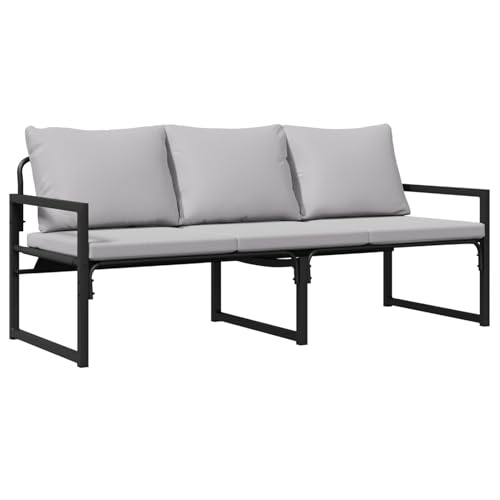 Gecheer Gartenbank Schwarz 61 x 72,5 x 71 cm Stahl Gartenmöbel Sitzbank für Outdoor Garten Café Camping Wohnzimmer von Gecheer