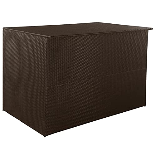 Gecheer Gartenbox Auflagenbox Kissenbox Gartentruhe Truhe Aufbewahrungsbox Garten Kissentruhe Mehrzwecktruhe Poly Rattan Braun 150x100x100 cm Poly Rattan von Gecheer