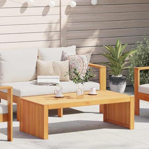 Gecheer Gartencouchtisch 110x55x35 cm Massivholz Akazie, Modernes Beistelltisch Wohnzimmertisch Stubentisch für Sofa Balkon Büro4108121 von Gecheer