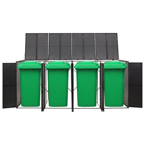 Gecheer Gartenhaus für 4 Mülltonnen, PE-Rattan, 274 x 80 x 117 cm von Gecheer