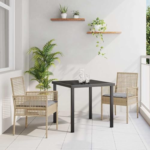 Gecheer Gartensessel 2 Stück mit Kissen Beige Poly Rattan, Gartenstühle Gartenmöbel Set Gartensessel für Gärten Innenhöfe Balkone Restaurants42003448 von Gecheer