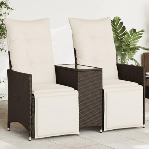 Gecheer Gartensofa 2 Sitzer, Gartensofa mit Liegefunktion, Gartenlounge, Gartenmöbel, Tisch, Braun Poly Rattan Gecheer Gartensofa 2 Sitzer, Gartensofa mit Liegefunktion, Gartenlounge, Gartenmöbel, Tisch, Braun Poly Rattan von Gecheer
