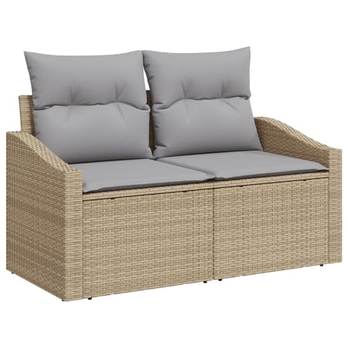 Gecheer Gartensofa 2-Sitzer mit Stauraum und Kissen Beige Poly Rattan Gecheer Gartensofa 2-Sitzer mit Stauraum und Kissen Beige Poly Rattan von Gecheer
