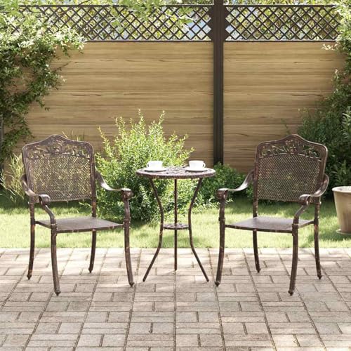 Gecheer Gartenstühle 2 Stück Bronze Gussaluminium, Gartenstühle Gartenmöbel Set Gartensessel für Gärten Innenhöfe Balkone Restaurants42002378 von Gecheer