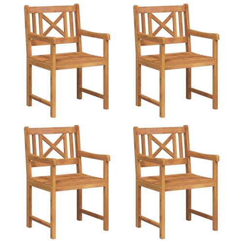 Gecheer Gartenstühle 4 Stück 56x55.5x90 cm Massivholz Akazie Comfort Gartensessel Terrassenstuhl Gartenstuhl von Gecheer