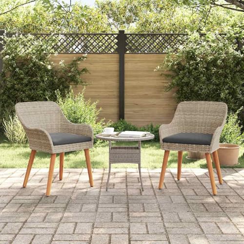 Gecheer Gartenstühle mit Kissen 2 Stück Hellgrau Poly Rattan, Gartenstühle Gartenmöbel Set Gartensessel für Gärten Innenhöfe Balkone Restaurants42006216 von Gecheer