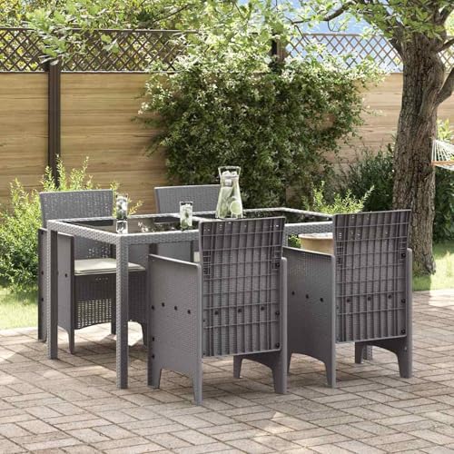 Gecheer Gartenstühle mit Kissen 4 STK. Hellgrau Poly Rattan, Gartenmöbel Stapelstuhl Balkonstühle für Outdoor Garten Café Camping847487 von Gecheer