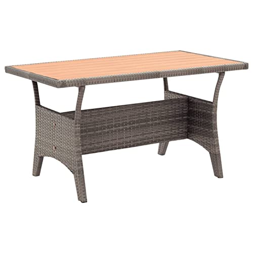 Gecheer Gartentisch Essbereich Esstisch Terrassentisch Outdoor-Tisch, für den Garten, als Beistelltisch oder Campingtisch, Grau 120x70x66 cm Poly Rattan von Gecheer