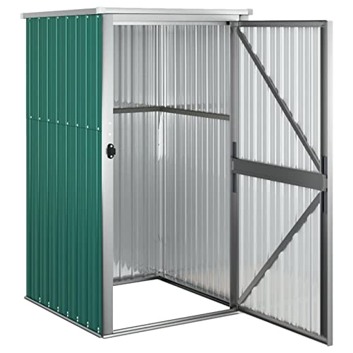 Gecheer Geräteschuppen Gartenhaus Schuppen Gerätehaus Lagerschuppen Gartenschrank Garten Grün 88x89x161 cm Verzinkter Stahl von Gecheer