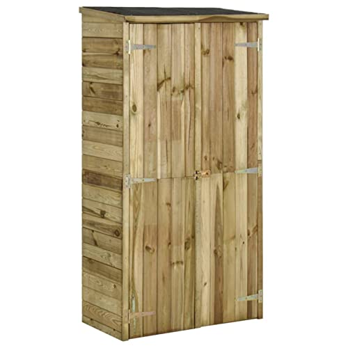 Gecheer Geräteschuppen Gartenschrank Holz Gerätehaus Gartenhaus Geräteschuppen Geräteschrank Holzhütte Holzhaus Lagerschuppen für Garten Kiefernholz 85×48×177 cm von Gecheer