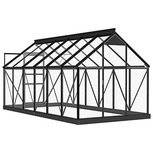 Gecheer Glas Gewächshaus Tomaten Treibhaus Glashaus Gartengewächshaus Tomatenhaus Gartenhaus Pflanzenhaus Frühbeet Garten Tomatengewächshaus Anthrazit 155 x 298 x 191 cm (B x T x H) Aluminium von Gecheer