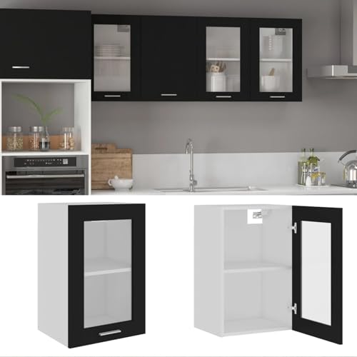 Gecheer Hängeglasschrank Lyon Schwarz 40x31x60 cm Holzwerkstoff Hängeglasschrank Küchenschrank Stauraum Glas Holzwerkstoff für Küche Wohnzimmer Gecheer Hängeglasschrank Lyon Schwarz 40x31x60 cm Holzwerkstoff Hängeglasschrank Küchenschrank Stauraum Glas Holzwerkstoff für Küche Wohnzimmer von Gecheer