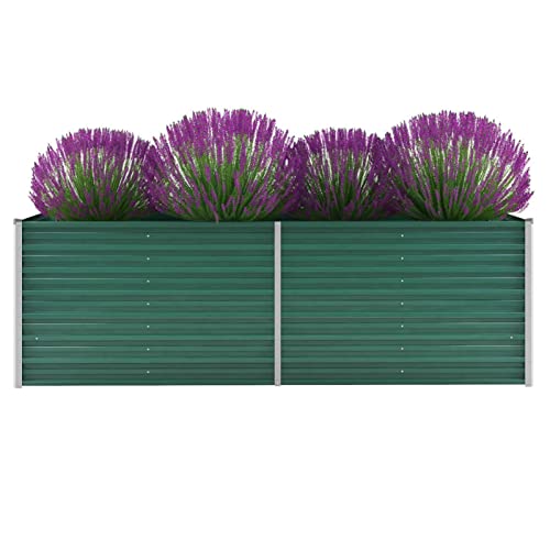 Gecheer Hochbeet Hochbeete-Kit Gartenbeet Pflanzbeet Frühbeet Gartenbeet Pflanzkübel Pflanzkasten Blumenkasten Gemüsebeet Blumenbeet Pflanzkasten für Garten Verzinkter Stahl 240x80x77 cm Grün von Gecheer