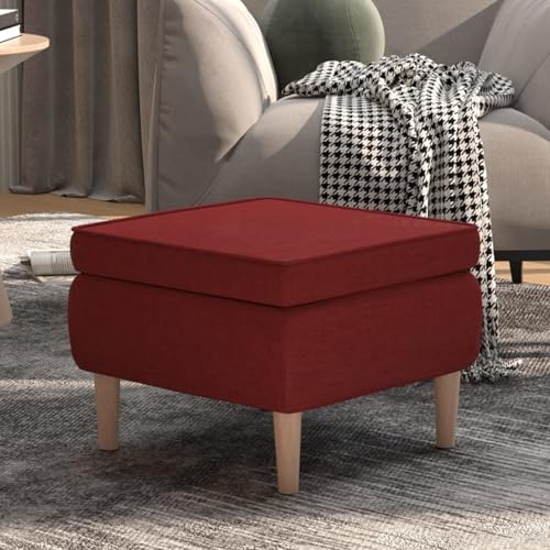 Gecheer Hocker mit Holzbeinen Weinrot Stoff Hocker Fußablage als Sitzbank Flur im Wohnzimmer oder Schlafzimmer Gecheer Hocker mit Holzbeinen Weinrot Stoff Hocker Fußablage als Sitzbank Flur im Wohnzimmer oder Schlafzimmer von Gecheer