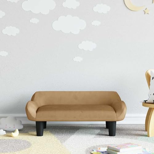 Gecheer Kindersofa Braun 70x40x24 cm Samt, Wohnzimmer Polstersofa Couch für kleine Räume Büro Gästezimmer Schlafzimme3196354 von Gecheer