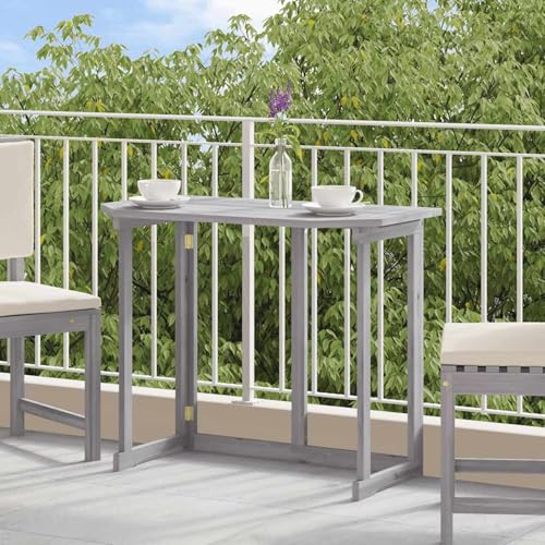 Gecheer Klappbarer Balkontisch 90 x 50 x 74 cm aus massivem Akazienholz. Entspannungsset für die Terrasse von Gecheer