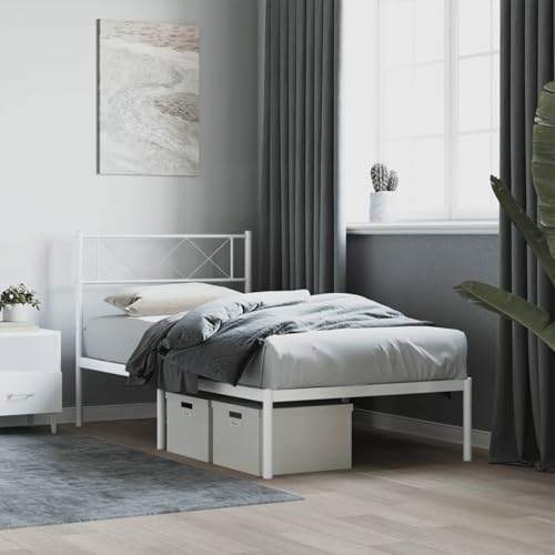Gecheer Klappbett, für 2 Personen, Sofa, Bettrahmen aus Metall, ohne Matratze mit Kopfteil, weiß, 75 x 190 cm von Gecheer