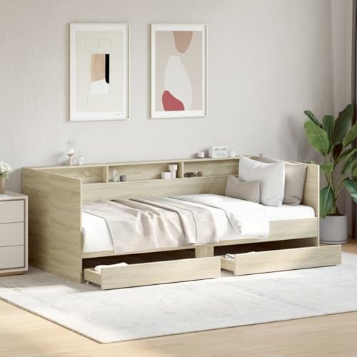 Gecheer Klappbett für 2 Personen, Schlafsofa mit Schubladen ohne Matratze, Sonoma-Eiche, 75 x 190 cm Gecheer Klappbett für 2 Personen, Schlafsofa mit Schubladen ohne Matratze, Sonoma-Eiche, 75 x 190 cm von Gecheer