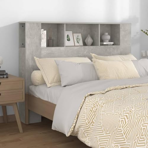 Gecheer Klappbett für 2 Personen, Sofa, Bett, Kopfteilschrank, Betongrau, 140 x 18,5 x 104,5 cm von Gecheer