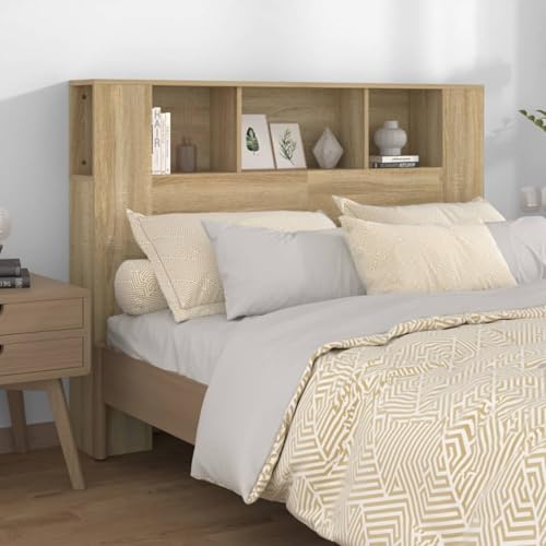 Gecheer Klappbett für 2 Personen, Sofa, Bett, Kopfteilschrank, Sonoma-Eiche, 140 x 18,5 x 104,5 cm von Gecheer
