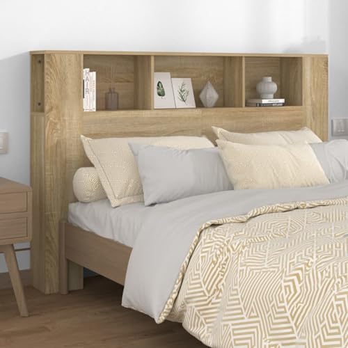 Gecheer Klappbett für 2 Personen, Sofa, Bett, Kopfteilschrank, Sonoma-Eiche, 160 x 18,5 x 104,5 cm von Gecheer