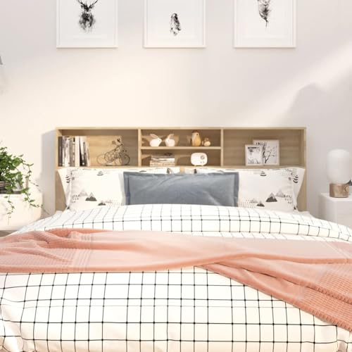 Gecheer Klappbett für 2 Personen, Sofa, Bett, Kopfteilschrank, Sonoma-Eiche, 180 x 19 x 103,5 cm von Gecheer