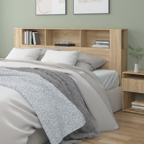 Gecheer Klappbett für 2 Personen, Sofa, Bett, Kopfteilschrank, Sonoma-Eiche, 200 x 18,5 x 104,5 cm von Gecheer