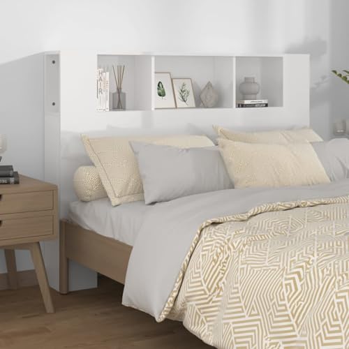 Gecheer Klappbett für 2 Personen, Sofa, Bett, Kopfteilschrank, weiß, glänzend, 140 x 18,5 x 104,5 cm von Gecheer