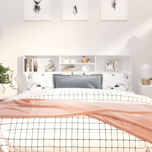 Gecheer Klappbett für 2 Personen, Sofa, Bett, Kopfteilschrank, weiß, glänzend, 180 x 19 x 103,5 cm von Gecheer